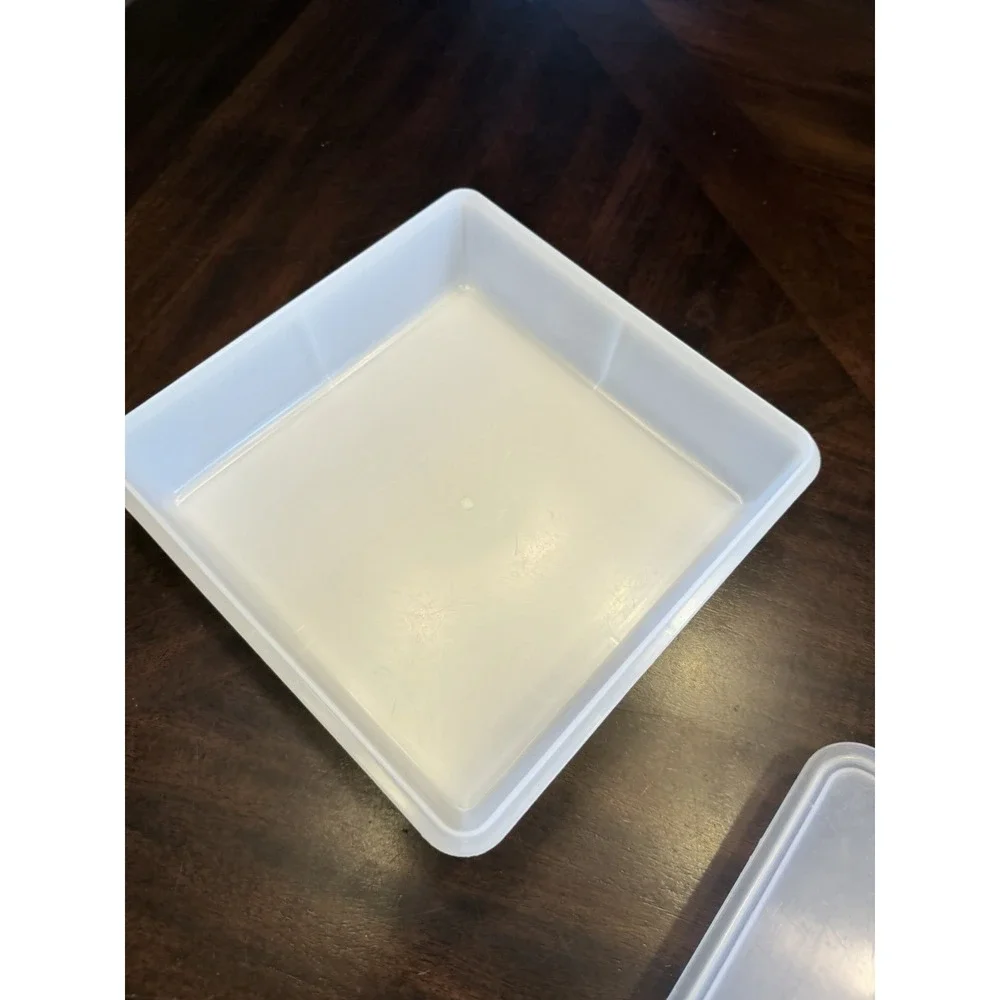 Vintage Eagle Super Seal Clear Square Storage Container 9 X 9x3 lid USA